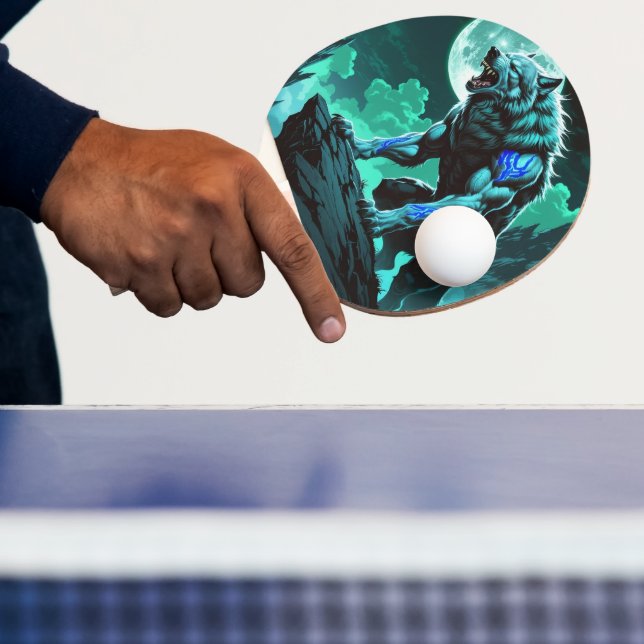 Raquete De Ping Pong Lobisomem - Wolf Themed (Insitu)