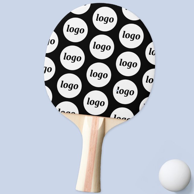 Raquete De Ping Pong Logotipo de padrão comercial Promocional preto (Simple logo pattern business branding promotional ping pong paddle)