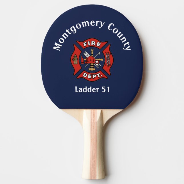 Raquete De Ping Pong Logotipo do Fire Department Personalizado (Frente)