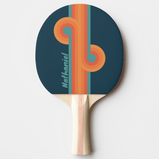 Raquete De Ping Pong Loop com Nome Faixa Nascer do Sol Cacto do Deserto (Frente)