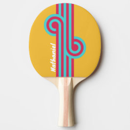 Raquete De Ping Pong Loop de Brisa Tropical Retro com Nome