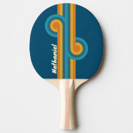 Raquete De Ping Pong Loop de Faixa do Sol Azul com Nome