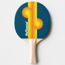Raquete De Ping Pong Loop de Listra do Sol do Mar Vintage com Nome
