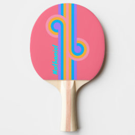 Raquete De Ping Pong Loop de Nascer do Sol Neon dos Anos 80 com Nome