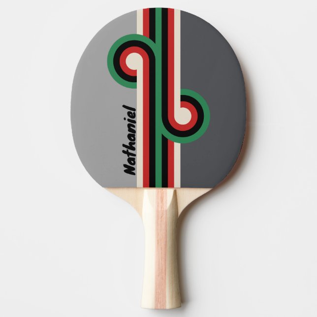 Raquete De Ping Pong Loop de VHS Antigo com Nome (Frente)
