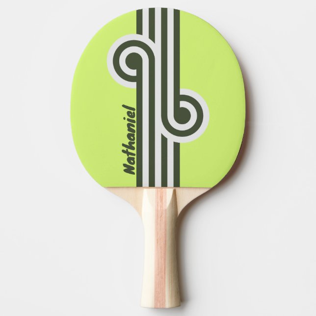 Raquete De Ping Pong Loop Retro com Fade de Musgo com Nome (Frente)