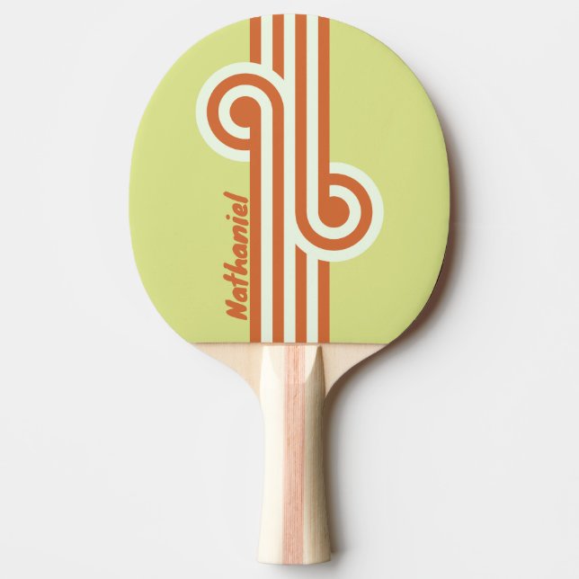 Raquete De Ping Pong Loop Retrô de Cacto do Deserto com Nome (Frente)