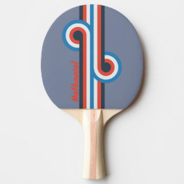 Raquete De Ping Pong Loop Vintage Escuro com Nome