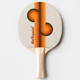 Raquete De Ping Pong Loop Vintage Meio da Noite Nascer do Sol com Nome