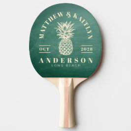 Raquete De Ping Pong Lousa Verde Tropical Casamento Abacaxi