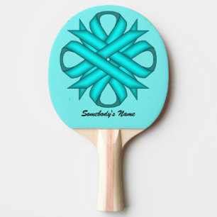 Raquete De Ping Pong Lt Blue / Teal Clover Ribbon por Kenneth Yoncich