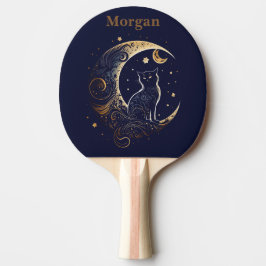 Raquete De Ping Pong Lua Gata Mística - Presente Celestial Personalizad