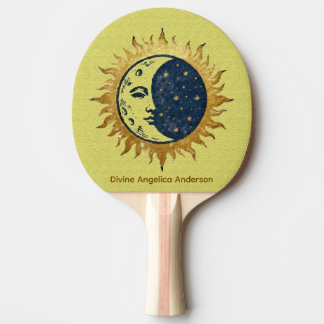 Raquete De Ping Pong Lua, Sol e Estrelas, Símbolo do Universo Celestial