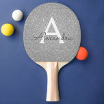 Raquete De Ping Pong Lúpulo de prata e monograma de brilho<br><div class="desc">Luxo Silver Faux Glitter e Sparkle Elegante Monogramas Ping Pong Paddle. Este Ping Pong Paddle pode ser personalizado para incluir seu nome inicial e seu nome próprio.</div>