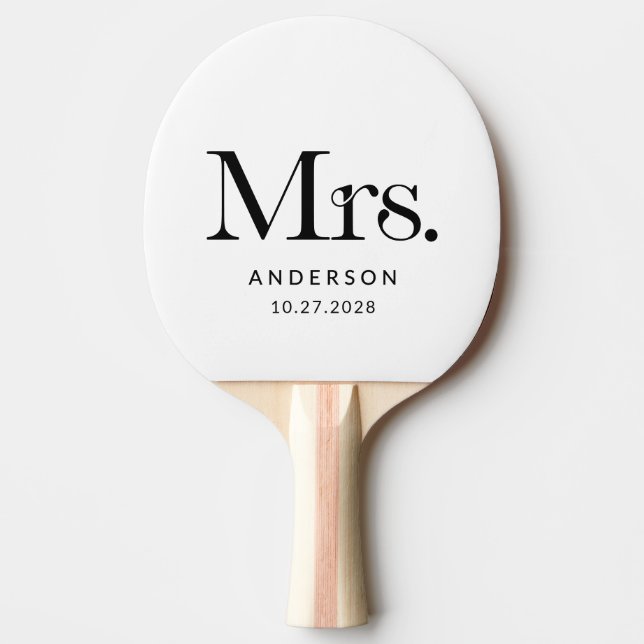 Raquete De Ping Pong Luxe Elegance Black and White Mrs. | Casamento (Frente)