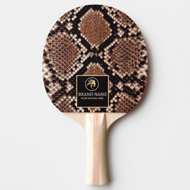 Raquete De Ping Pong Luxury Beauty Branding Brown Python Snake Skin  (Frente)
