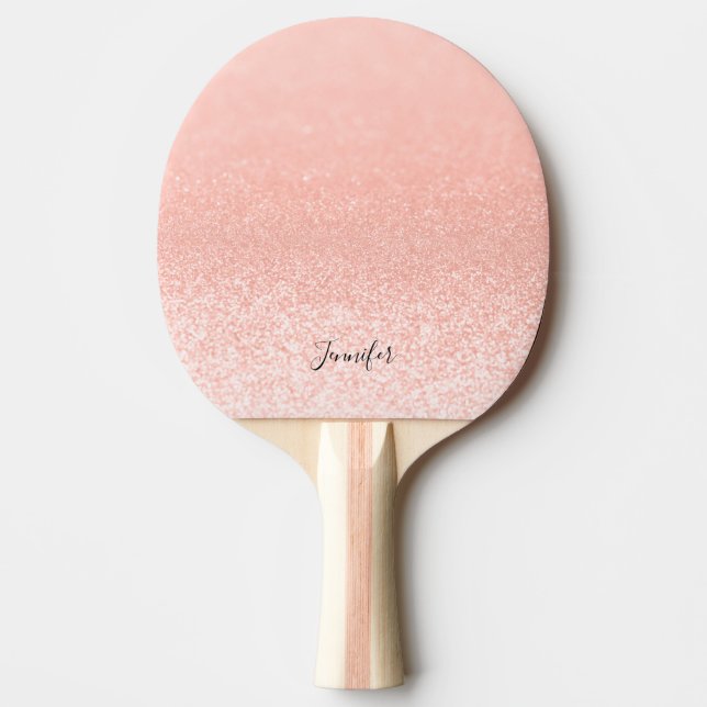 Raquete De Ping Pong Luzes de brilho Douradas do Rosa personalizadas (Frente)