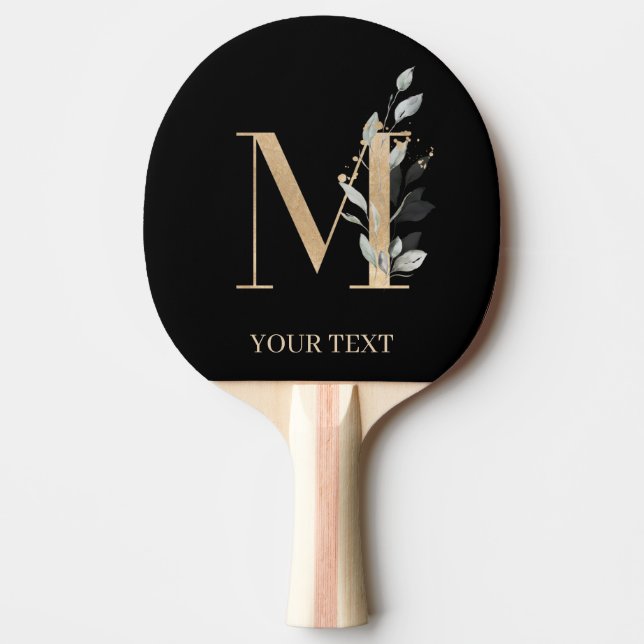 Raquete De Ping Pong M Monograma Floral Personalizado (Frente)