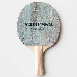 Raquete De Ping Pong Madeira Azul Pintada Clássico Moderno Minimalista