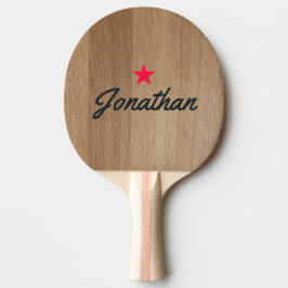 Raquete De Ping Pong Madeira de Bétula Clara Assinatura Estrela Vintage