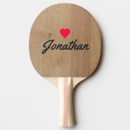 Raquete De Ping Pong Madeira de Bétula Clara Coração Vintage Assinatura