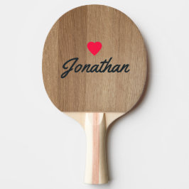 Raquete De Ping Pong Madeira de Bétula Clara Coração Vintage Assinatura