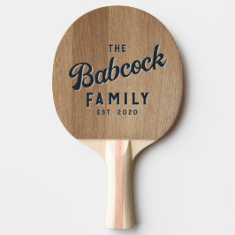 Raquete De Ping Pong Madeira de Bétula Clara Nome da Família e Ano Retr