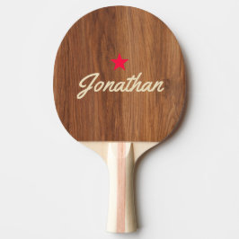 Raquete De Ping Pong Madeira de Carvalho Vermelho Assinatura Estrela Vi