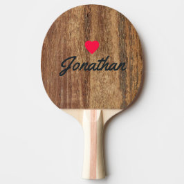 Raquete De Ping Pong Madeira de Cedro Bruta Coração Vintage Assinatura