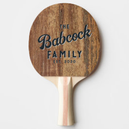 Raquete De Ping Pong Madeira de Cedro Bruta Nome da Família e Ano Retro