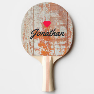 Raquete De Ping Pong Madeira de Celeiro Usada Assinatura de Coração Vin