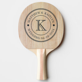 Raquete De Ping Pong Madeira de Cinza Branca Monograma de Casamento