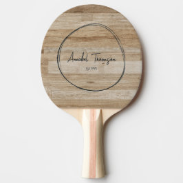 Raquete De Ping Pong Madeira de Cinza Clara Nome no Círculo Desenhado