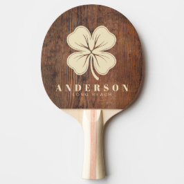 Raquete De Ping Pong Madeira de Noz Escura Trevo de Quatro Folhas com N