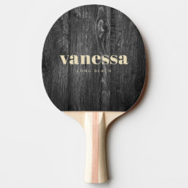Raquete De Ping Pong Madeira Escura Envelhecida Minimalista Clássica Mo