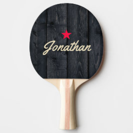 Raquete De Ping Pong Madeira Escura Queimada Assinatura Estrela Vintage