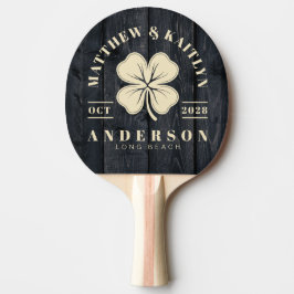 Raquete De Ping Pong Madeira Escura Queimada Crista de Casamento do Tre