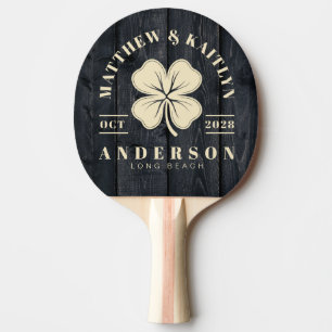Raquete De Ping Pong Madeira Escura Queimada Crista de Casamento do Tre