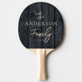 Raquete De Ping Pong Madeira Escura Queimada Nome de Família Escrito à
