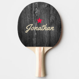 Raquete De Ping Pong Madeira Escurecida pelo Tempo Assinatura Estrela V