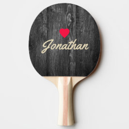 Raquete De Ping Pong Madeira Escurecida pelo Tempo Coração Vintage Assi