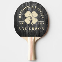 Raquete De Ping Pong Madeira Escurecida pelo Tempo Trevo Irlandês Brasã
