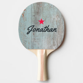 Raquete De Ping Pong Madeira Estrela Vintage Azul Pintada Assinatura