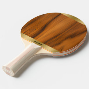 Raquete De Ping Pong Madeira minimalista e monograma Dourado