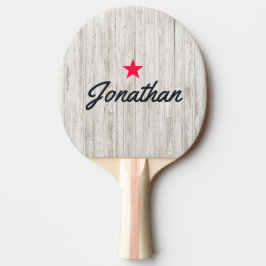 Raquete De Ping Pong Madeira Pintada de Branco Estrela Vintage Assinatu
