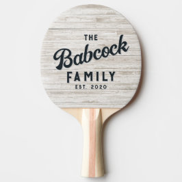 Raquete De Ping Pong Madeira Pintada de Branco Nome da Família e Ano Re