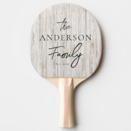 Raquete De Ping Pong Madeira Pintada de Branco Nome da Família Escrito