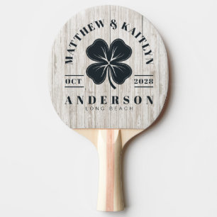Raquete De Ping Pong Madeira Pintada de Branco Símbolo Irlandês de Trev
