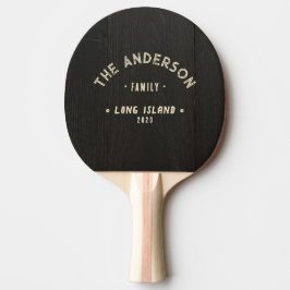 Raquete De Ping Pong Madeira Preta Escura Antiga Nome de Família à Beir
