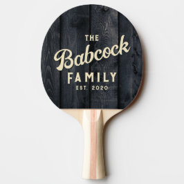 Raquete De Ping Pong Madeira Queimada Escura Nome da Família e Ano Retr